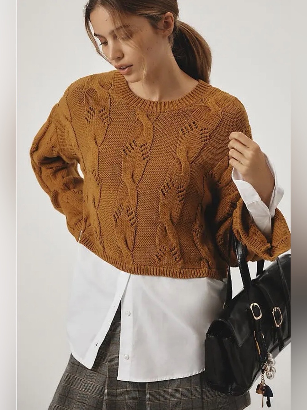 Anthropologie x Pilcro Cable Twofer Sweater Size Small NWT